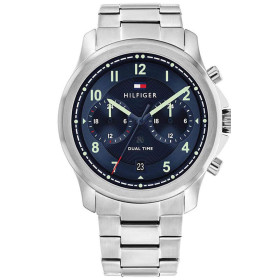 Ρολόι Tommy Hilfiger Wesley Με Ασημί Μπρασελέ και Μπλε Καντράν