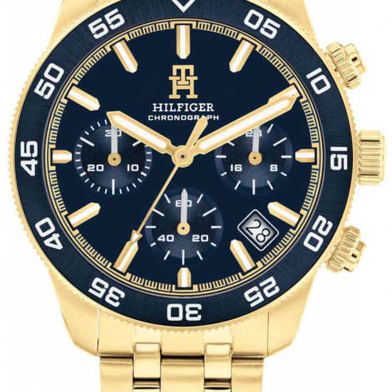 Tommy Hilfiger Ρολόι Χρονογράφος Μπαταρίας με Χρυσό Ατσάλινο Μπρασελέ