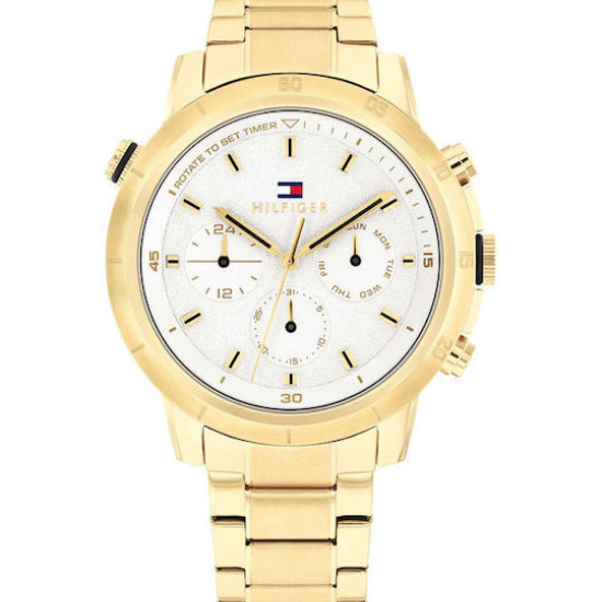 Tommy Hilfiger Ρολόι Μπαταρίας με Χρυσό Ατσάλινο Μπρασελέ