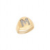 Chevalier ring with monogram in yellow gold with stones k14